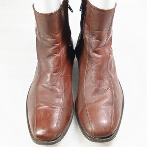 Florsheim Brown Leather Zip-Up Ankle Dress Boots Mens 11 Vintage Good Cond
